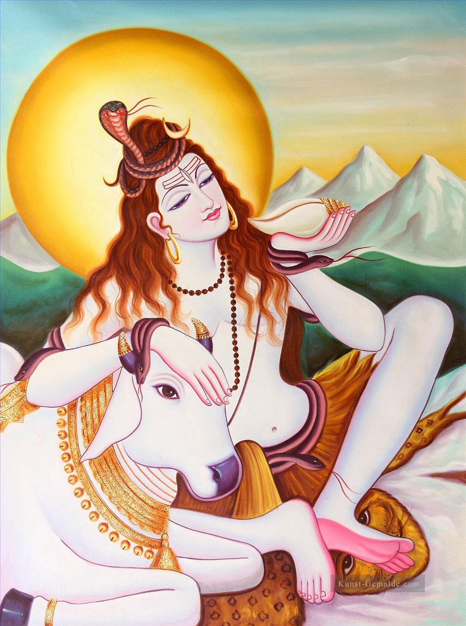 Lord Shiva Entlasten Sie die Welt von ihr Gift indischen Ölgemälde